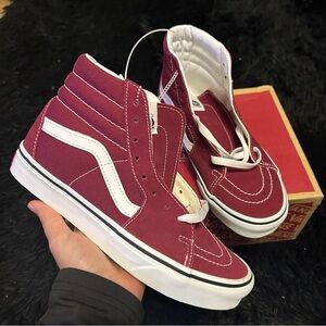 VANS sk8-hi top burgundy skater lace up shoes sneakers women’s 7 new